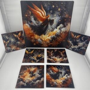 Heavenly Angel Cutting Board with 6 Coasters